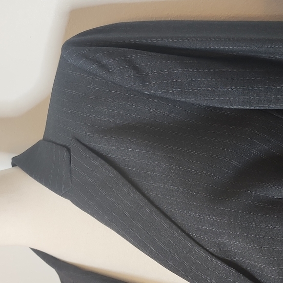 NEW Tahari ASL Pinstripe Charcoal Tailored Jacket Designer Office Blazer Coat - Picture 8 of 15